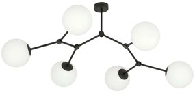 Plafoniera Minimal Iperione Acciaio Nero Bianco 6 Luci E14 Ip20