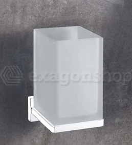 Colombo Design Look B16020BM bicchiere portaspazzolini a muro in Vetro Acidato Bianco Opaco