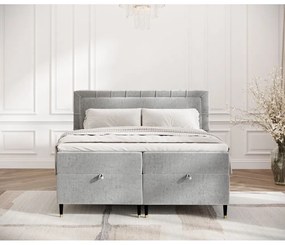 Letto boxspring grigio chiaro con spazio contenitivo 180x200 cm Voyage - Maison de Rêve