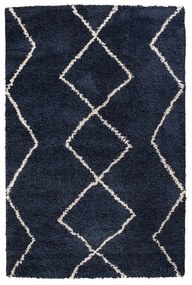 Tappeto Bergen geometrico blu e bianco, L 200 x L 150 cm