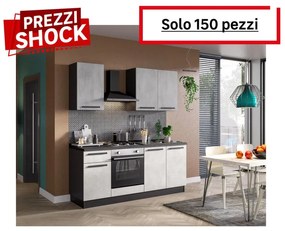 Cucina montata Dora con elettrodomestici e cappa Camino L 195 cm