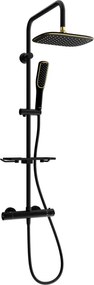 Mexen KT49 set doccia esterno con soffione e miscelatore termostatico, nero/oro - 771504993-75