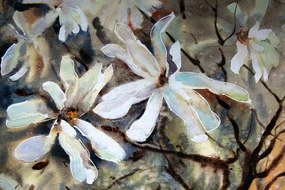 Quadro su tela – Albero acquerellato in fiore