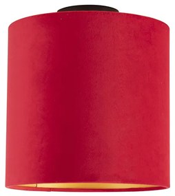 Plafoniera con paralume in velluto rosso con oro 25 cm - Combi nero