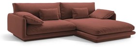 Divano angolare rosa (con penisola a destra/con chaise lounge) con rivestimento in velluto Torino – Micadoni