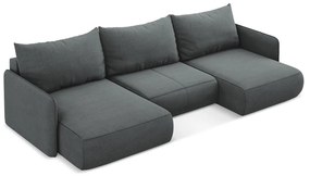 Divano angolare grigio allungabile/con contenitore Nanea – Makamii