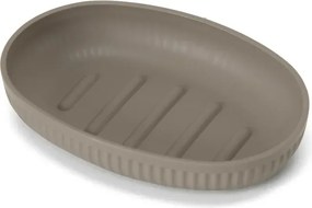 Set accessori bagno 3 pz con dispenser portaspazzolino e portasapone tortora cannettato Arizona