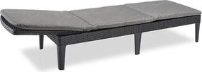 Lettino Prendisole In Resina Effetto Rattan Intrecciato Con Cuscino Jaipur Allibert Graphite