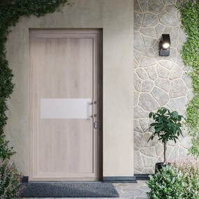 Porta d'ingresso DOLCETTI in PVC pannello bugnato mod.330 L 90 x H 210 cm in PVC rovere sbiancato/rovere grigio, apertura spingere a destra, falso telaio non incluso