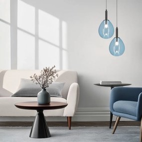 Lampadario LED blu con paralume in vetro Lukka – Candellux Lighting