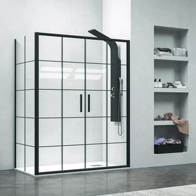 Box doccia angolare 160x80 doppio scorrevole telaio nero NICO-D6000S - KAMALU