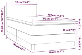 Giroletto a Molle con Materasso Grigio Scuro 90x190 cm Tessuto