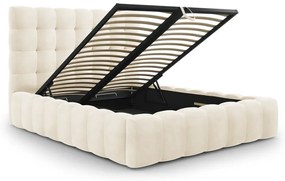 Letto matrimoniale imbottito beige con contenitore con griglia 140x200 cm Bali - Cosmopolitan Design