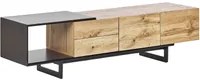 Mobile TV in legno chiaro e MDF Nero 160 cm fino a 70 cassetti ripiani design moderno