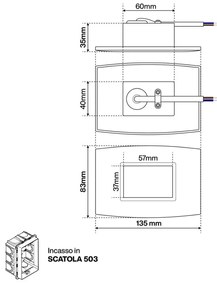 Segnapasso LED per scatola 503 2W IP65 Luce Simmetrica - No Flickering Colore Bianco Caldo 3.000K