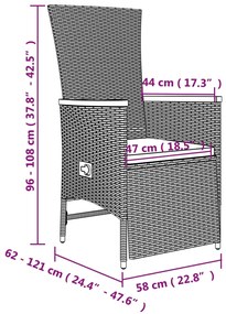 Set da Pranzo da Giardino 5 pz con Cuscini in Polyrattan Grigio