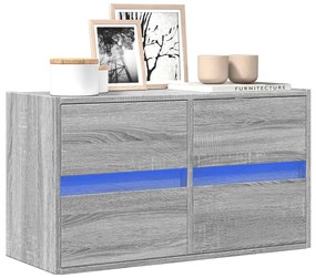 Mobile Tv A Parete Con Luci Led Grigio Sonoma 80x31x45 Cm /