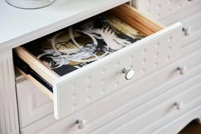 Comò cassettiera stile provenzale in legno bianco 5 cassetti-Arrediorg.it