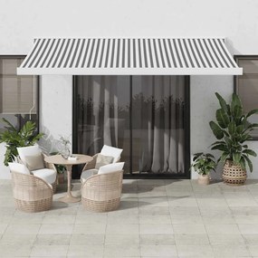 Tenda Retrattile Antracite E Bianca 4x3 M Tessuto E Alluminio /