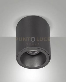 Guamo plafoniera tonda nera 1 luce attacco gu10 d.9cm
