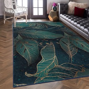 Tappeto color petrolio lavabile 80x150 cm Midnight Jungle – Mila Home