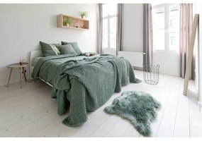 Coperta bordeaux chiaro in cotone 130x170 cm Waffle – Tiseco Home Studio