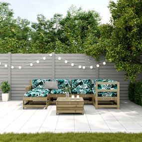 Set divani da giardino 7pz con cuscini legno impregnato di pino