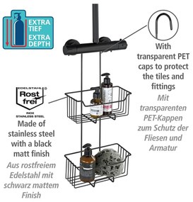 Mensola da bagno sospesa in acciaio inox nero Milo - Wenko