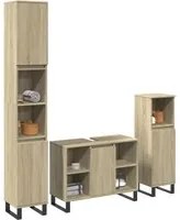 Set Mobili da Bagno 3 pz Rovere Sonoma in Legno Multistrato 3307681