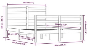 Giroletto in Legno Massello di Pino 160x200 cm Miele