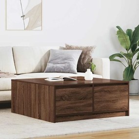 Tavolino Da Salotto Con Cassetti Rovere Marrone 100x100x40 Cm /