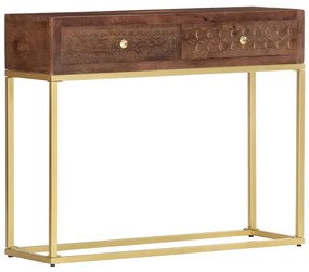 Tavolo Consolle 90x30x75 Cm İn Legno Massello Di Mango /