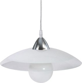 Sospensione D30 1xE27 Montatura Cromo-Trasparente Vetro Lastra Bianco E-Energy Lavinia...