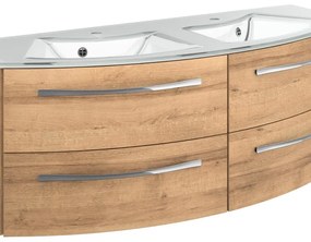 Mobile sottolavabo e lavabo Image per doppia vasca rovere riviera L 130 x H 48 x P 48 cm 2 cassetti