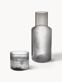Set caraffa e bicchiere in vetro soffiato Ripple 2 pz
