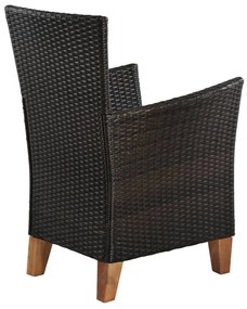 Sedie da esterno con cuscini 2 pz in polyrattan marrone