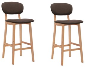 Sgabelli Da Bar 2 Pz Marroni İn Tessuto /