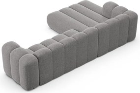 Divano angolare grigio (con penisola a sinistra/con chaise lounge) con rivestimento in ciniglia Lupine – Micadoni