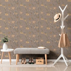 Carta da parati – Fiori di campo in versione marrone