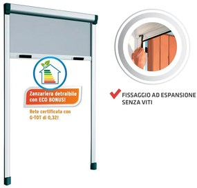 Zanzariera avvolgibile MEDAL Bazar SunScreen per finestra L 80 x H 170 cm bianco riducibile