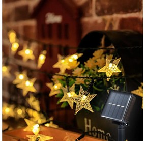 Brilagi - Catena decorativa solare a LED STARS 50xLED/8 funzioni 7m IP65 bianco caldo