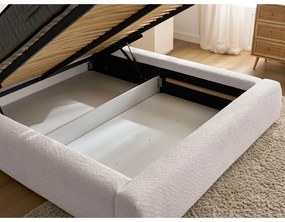 Letto matrimoniale bianco imbottito con spazio contenitivo con rete inclusa 160x200 cm Orlane – Bobochic Paris