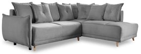Divano letto in velluto a coste grigio (angolo destro) Lazy Lukka - Miuform