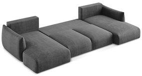 Divano angolare grigio scuro allungabile (a U) Leila – Makamii