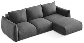 Divano angolare grigio scuro allungabile (con penisola a destra/con chaise lounge) Leila – Makamii