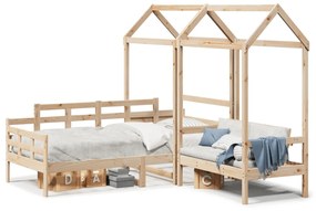 Set Dormeuse E Panca Con Tetto 90x190cm Legno Massello Di Pino /