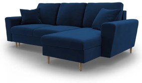 Divano angolare blu allungabile e con contenitore con rivestimento in velluto Kyoto – Cosmopolitan Design