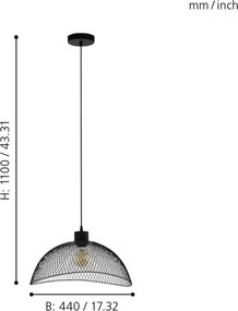 Eglo 43304 - Lampadario a sospensione con filo POMPEYA 1xE27/60W/230V