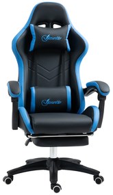 Sedia da Gaming Ergonomica 65x65x121-129 cm in Similpelle Blu e Nero