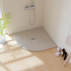Piatto doccia SANYCCES in resina semicircolare Strato beige L 90 x L 90 x H 2.4 cm opaco effetto ardesia